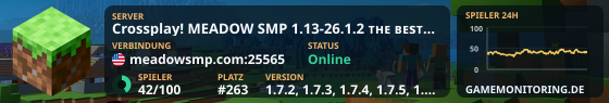 Crossplay! MEADOW SMP 1.13-26.1.2 ᴛʜᴇ ʙᴇsᴛ ᴏɴᴇ-sᴛᴏᴘ sᴍᴘ ɴᴇᴛᴡᴏʀᴋ!