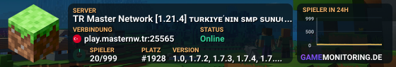 TR Master Network [1.21.4] ᴛᴜʀᴋɪʏᴇ᾽ɴɪɴ ѕᴍᴘ ѕᴜɴᴜᴄᴜѕᴜ EU ⚡ SMP 1.0 | Java + Bedrock