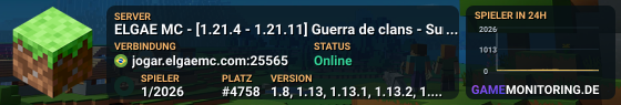 ELGAE MC - [1.21.4 - 1.21.11] Guerra de clans - Survival - PVP 1.8 - Torneios