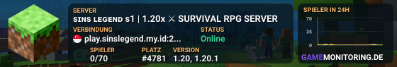 sɪɴs ʟᴇɢᴇɴᴅ s1 | 1.20x ⚔ SURVIVAL RPG SERVER