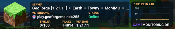 GeoForge [1.21.11] ✦ Earth ✦ Towny ✦ McMMO ✦ Siegewar ✦