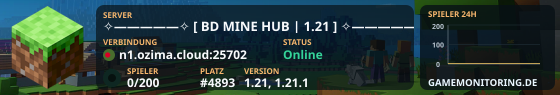 ✧—————✧ [ BD MINE HUB | 1.21 ] ✧—————✧ SURVIVAL ┃ ECONOMY ┃ PVP ┃ HEIST