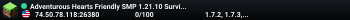 Adventurous Hearts Friendly SMP 1.21.10 Survival | Games Soft Launch