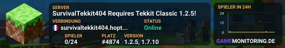SurvivalTekkit404 Requires Tekkit Classic 1.2.5!