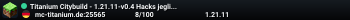 Titanium Citybuild - 1.21.11-v0.2 Dein freundlicher Server!