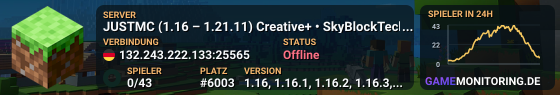 JUSTMC (1.16 – 1.21.11) Creative+ • SkyBlockTech • LuckyWars • BedWars
