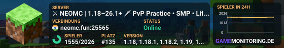 ⚔ NEOMC | 1.18–26.1+ 🗡 PvP Practice • SMP • Lifesteal 🪓