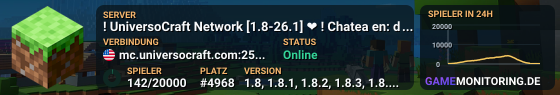 ! UniversoCraft Network [1.8-26.1] ❤ ! Chatea en: discord.universocraft.com