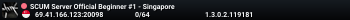 SCUM Server Official Beginner #1 - Singapore