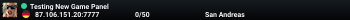 Testing New Game Panel