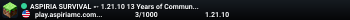 ASPIRIA SURVIVAL ➵ 1.21.10 13 Years of Community Survival!