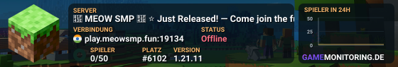 🐾 MEOW SMP 🐾 ⭐ Just Released! — Come join the fun!