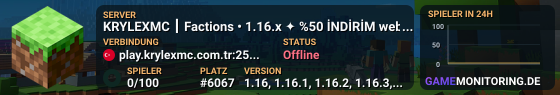 KRYLEXMC ┃ Factions • 1.16.x ✦ %50 İNDİRİM websitemizde başladı! Hemen katıl!