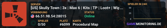 [US] Skully Town | 3x | Max 6 | Kits | TP | Loot+ | Wiped 6/11