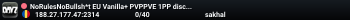 NoRulesNoBullsh*t EU Vanilla+ PVPPVE 1PP discord.gg/nTnyWpt4cq