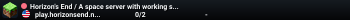Horizon's End / A space server with working ships. 1,500 Deprecation warnings and counting...