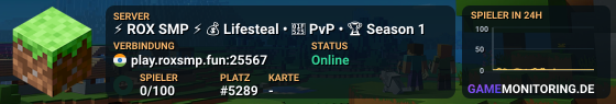 ⚡ ROX SMP ⚡ 💰 Lifesteal • 🔥 PvP • 🏆 Season 1