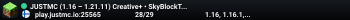 JUSTMC (1.16 – 1.21.11) Creative+ • SkyBlockTech • LuckyWars • BedWars