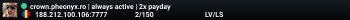 crown.pheonyx.ro | always active | 2x payday