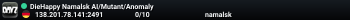 DieHappy Namalsk AI/Mutant/Anomaly