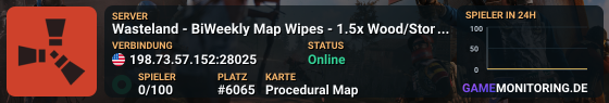 Wasteland - BiWeekly Map Wipes - 1.5x Wood/Stone/Cloth