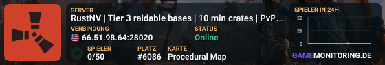 RustNV | Tier 3 raidable bases | 10 min crates | Vanilla