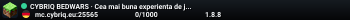 CYBRIQ BEDWARS · Cea mai buna experienta de joc! · network-compression-threshold=256