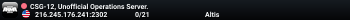 CSG-12, Unofficial Operations Server.