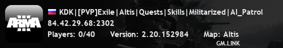 KDK|[PVP]Exile|Altis|Quests|Skills|Militarized|AI_Patrol