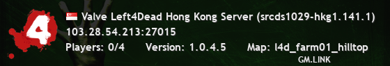 Valve Left4Dead Hong Kong Server (srcds1029-hkg1.141.1)