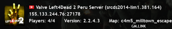 Valve Left4Dead 2 Peru Server (srcds2014-lim1.381.164)
