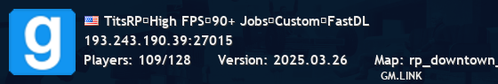 TitsRP│High FPS│90+ Jobs│Custom│FastDL