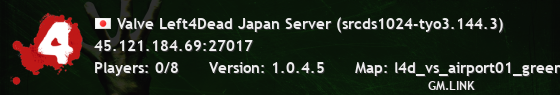 Valve Left4Dead Japan Server (srcds1024-tyo3.144.3)
