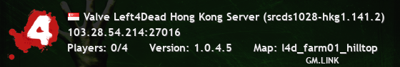 Valve Left4Dead Hong Kong Server (srcds1028-hkg1.141.2)