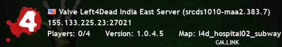Valve Left4Dead India East Server (srcds1010-maa2.383.7)