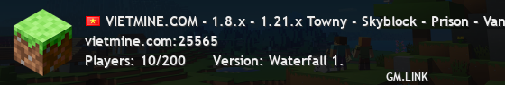 VIETMINE.COM ▪ 1.8.x - 1.21.x Towny - Skyblock - Prison - Vanilla - KitPvP - ThePit