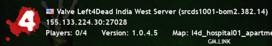 Valve Left4Dead India West Server (srcds1001-bom2.382.14)