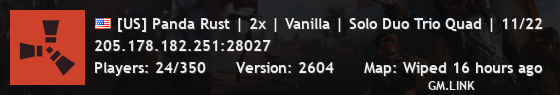 [US] Panda Rust | 2x | Vanilla | Solo Duo Trio Quad | 11/22