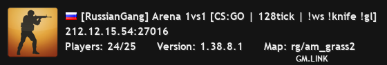 [RussianGang] Arena 1vs1 [CS:GO | 128tick | !ws !knife !gl]
