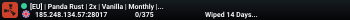 [EU] | Panda Rust | 2x | Vanilla | Monthly | Solo - Quad | 22/5
