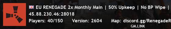 EU RENEGADE 2x Monthly Main | 50% Upkeep | No BP Wipe | Noob Fr