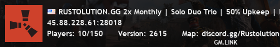 RUSTOLUTION.GG 2x Monthly | Solo Duo Trio | 50% Upkeep | No BP