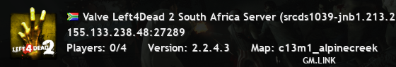 Valve Left4Dead 2 South Africa Server (srcds1039-jnb1.213.275)