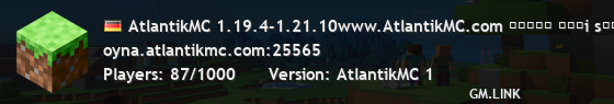 AtlantikMC 1.19.4-1.21.10www.AtlantikMC.com ᴛᴏᴡɴʏ ʏᴇɴi ѕᴇᴢᴏɴ ѕᴏɴ ѕüʀüᴍ ᴏʏᴜɴ ᴅᴇɴᴇʏiᴍi ↙• ↘ ☀ • ] [• ☀