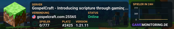 GospelCraft - Introducing scripture through gaming |☀Towny☀|🗡McMMO🏹|⛏Jobs₪|✞Custom Mobs✞|