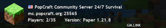 PopCraft Community Server 24/7 Survival