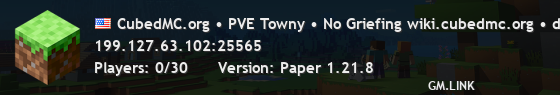 CubedMC.org • PVE Towny • No Griefing wiki.cubedmc.org • discord.com/invite/mEhYUQj