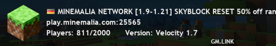MINEMALIA NETWORK [1.9-1.21] SKYBLOCK RESET 50% off ranks & 20% off gems on store.minemalia.com