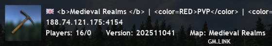 <b>Medieval Realms </b> | <color=RED>PVP</color> | <color=GREEN