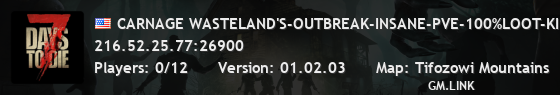 CARNAGE WASTELAND'S-OUTBREAK-INSANE-PVE-100%LOOT-KILL/LOOT/RUN-
